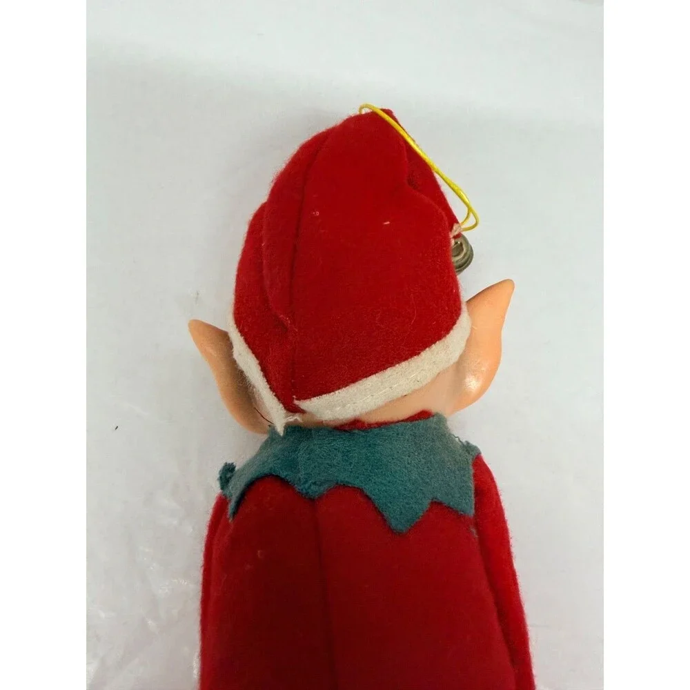 Vtg Knee Hugger Elf Large Pointy Ears 8” Japan Red Suit Blue Eyes
